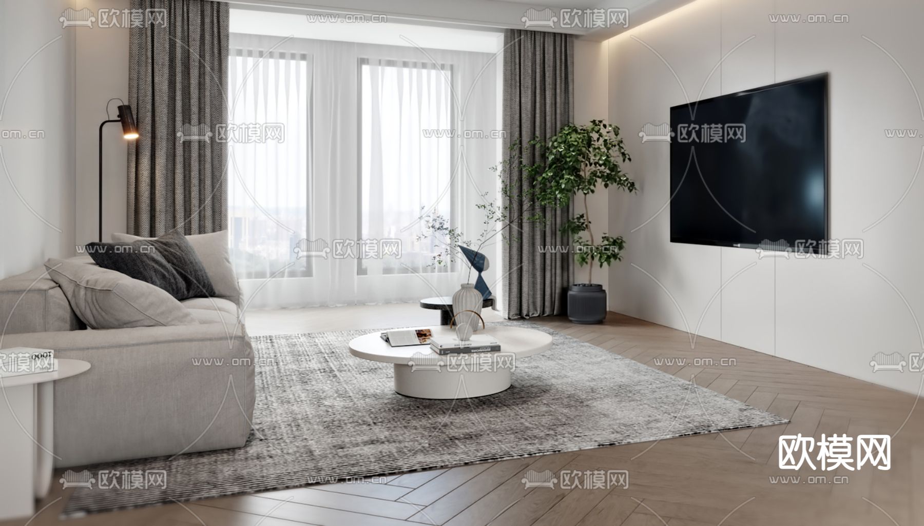 现代极简客餐厅3d模型