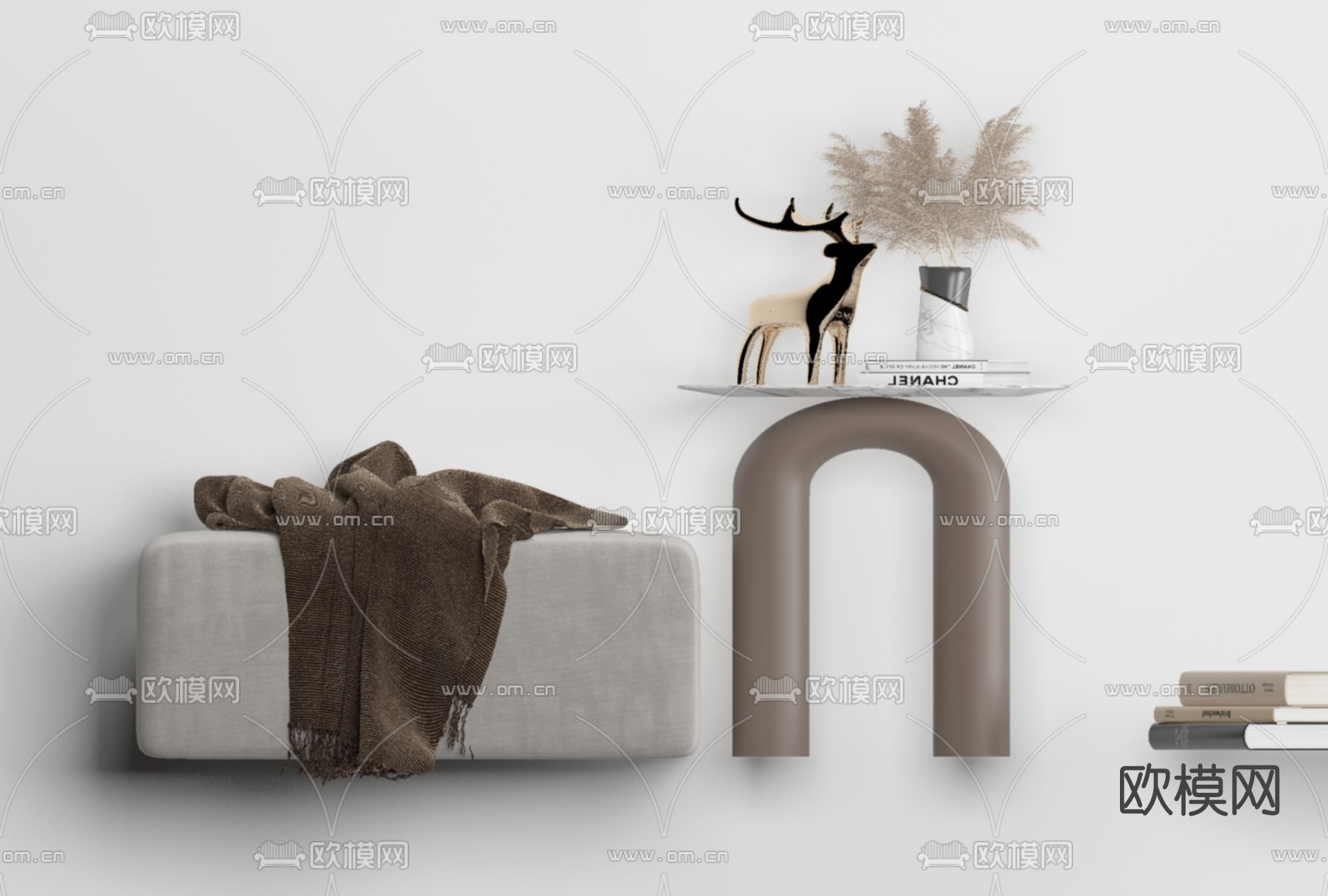 现代布艺凳子免费3d模型下载