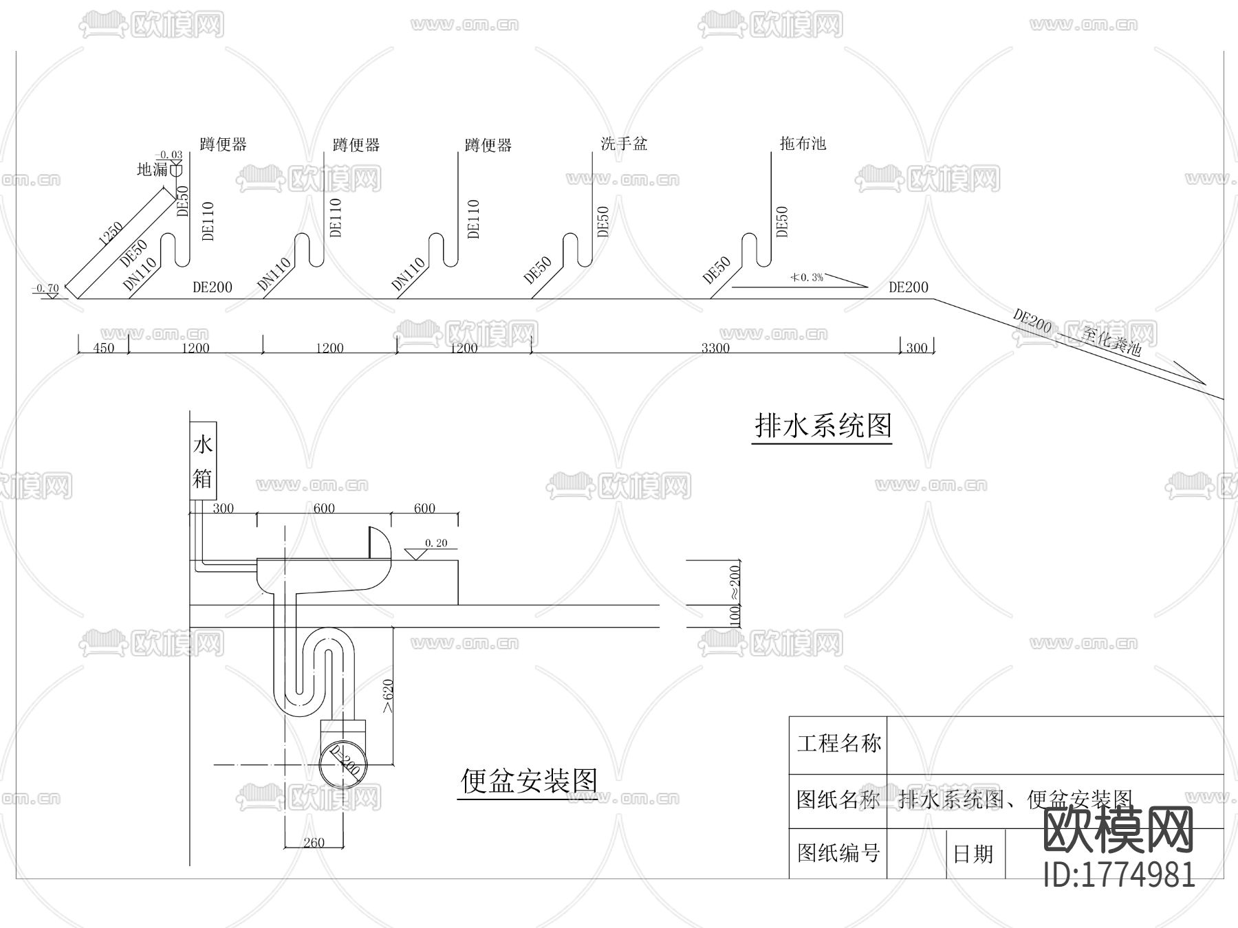 化粪池cad节点大样图下载（渲染图2）