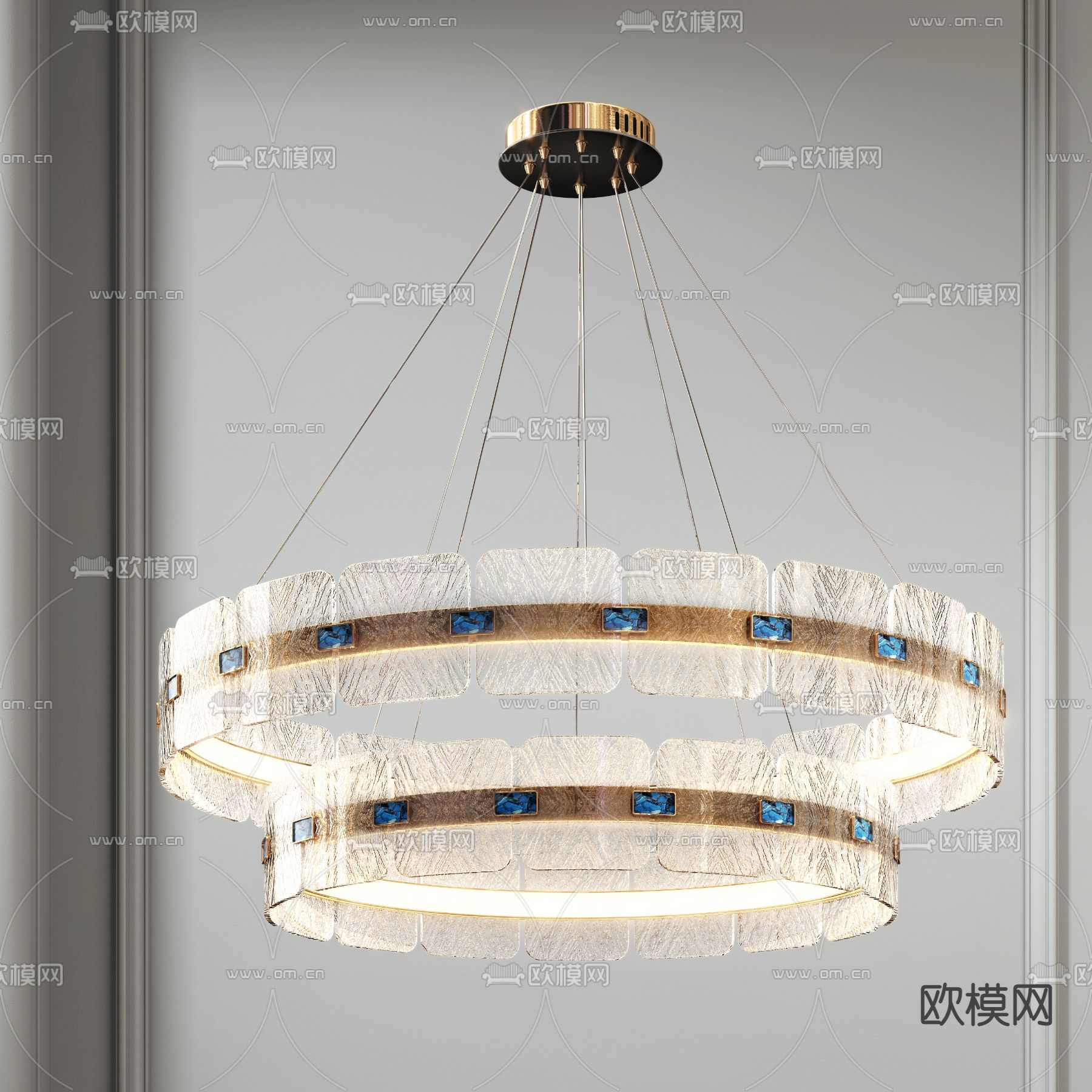 现代双层圆环吊灯3d模型下载_ID11622633_3dmax免费模型-欧模网