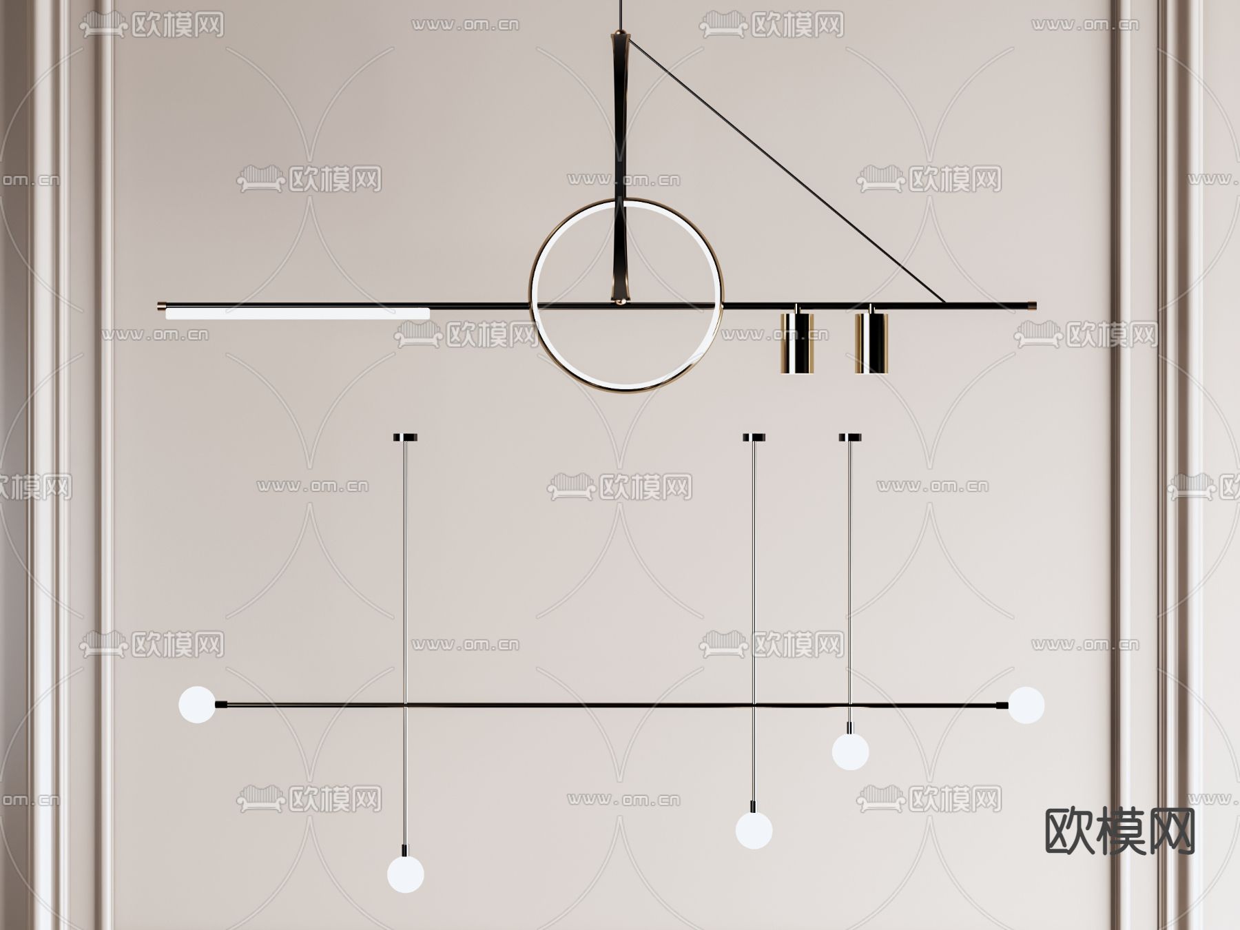现代金属吊灯3d模型