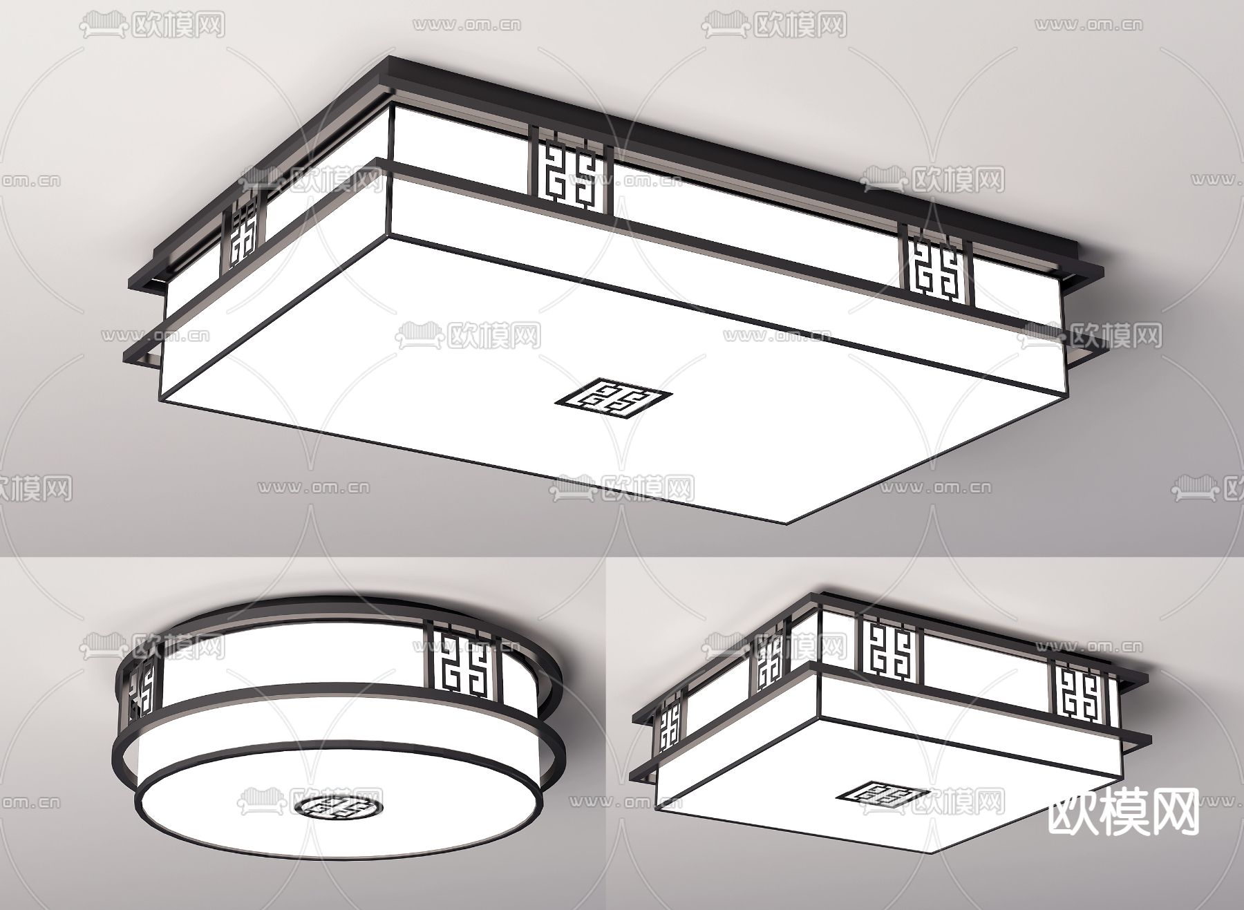 新中式轻奢吸顶灯3d模型