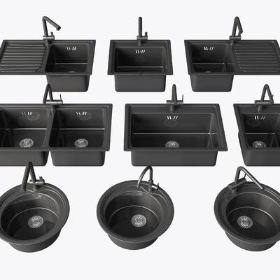  现代水槽洗菜盆su模型 