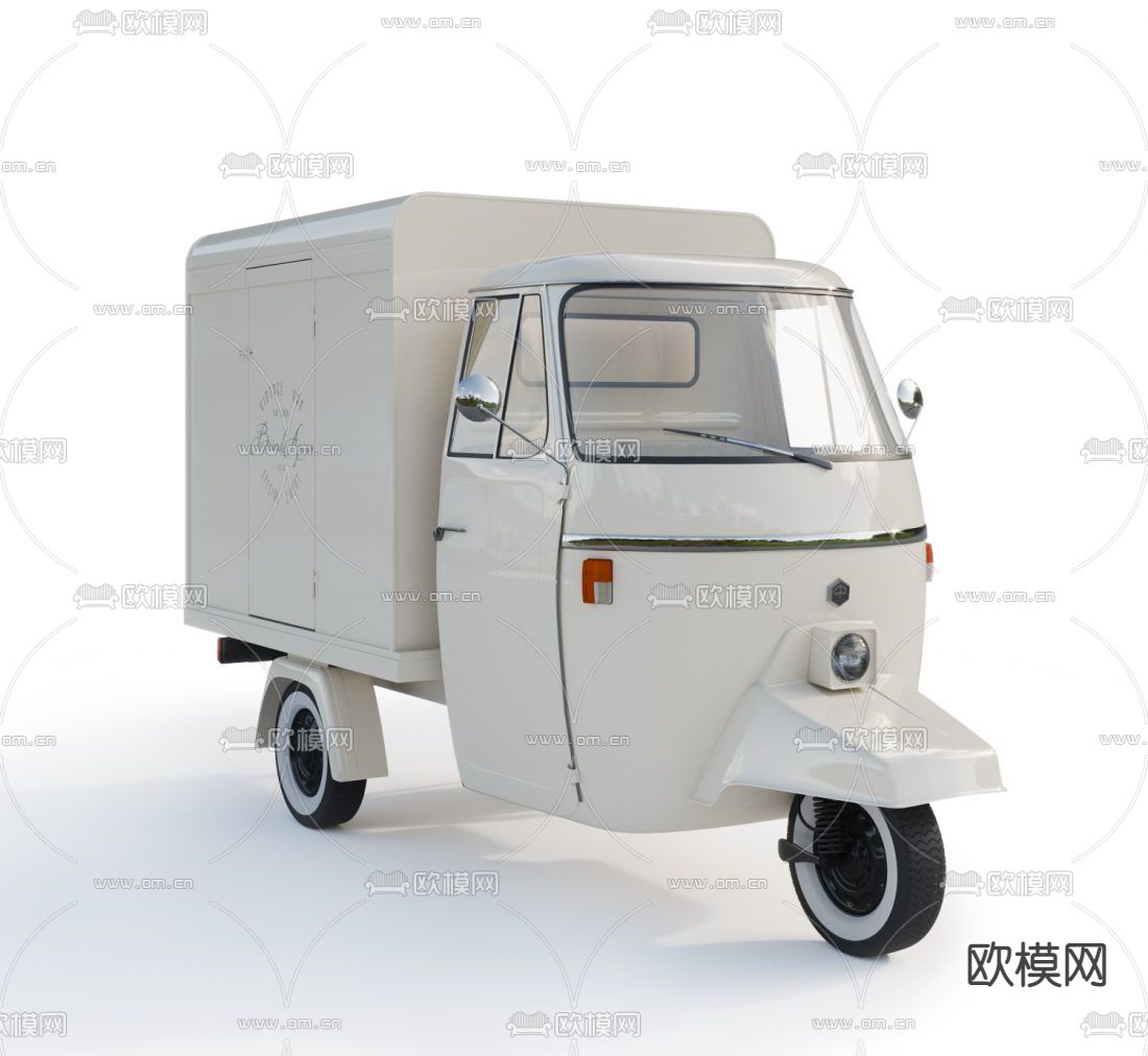 美式红酒售货车三轮车3d模型下载（渲染图3）