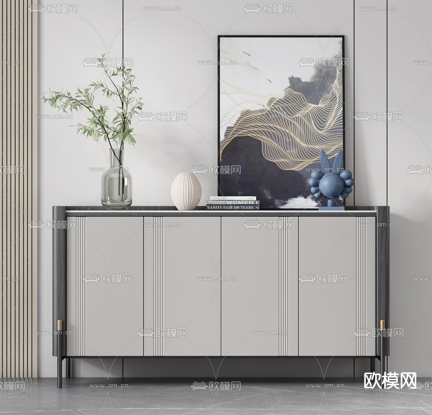 现代玄关边柜3d模型