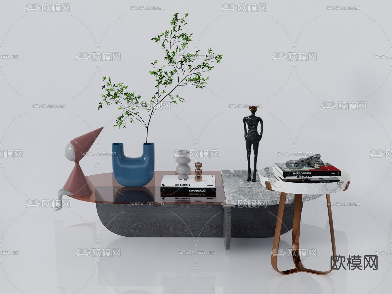 现代轻奢茶几su模型下载（渲染图1）
