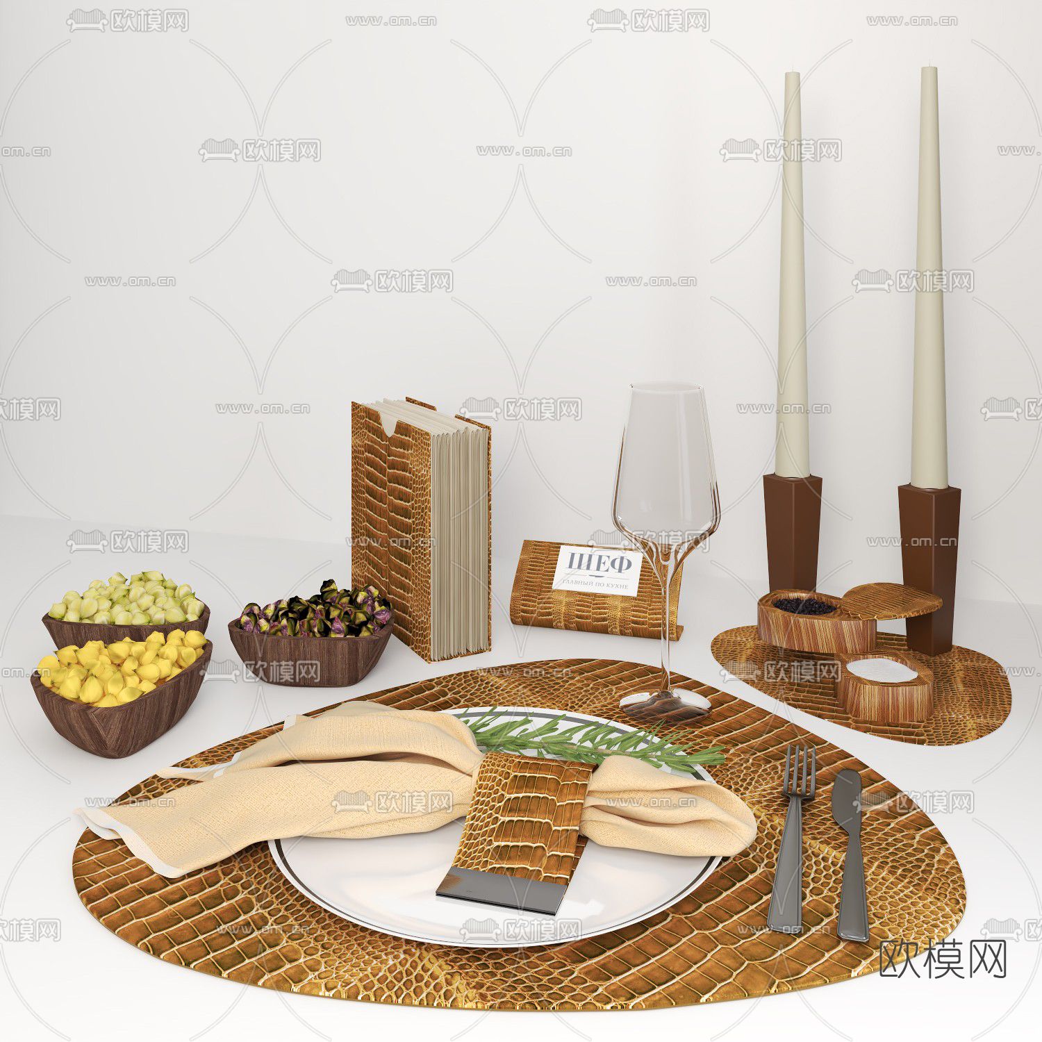 简欧厨房器具餐具免费3d模型下载