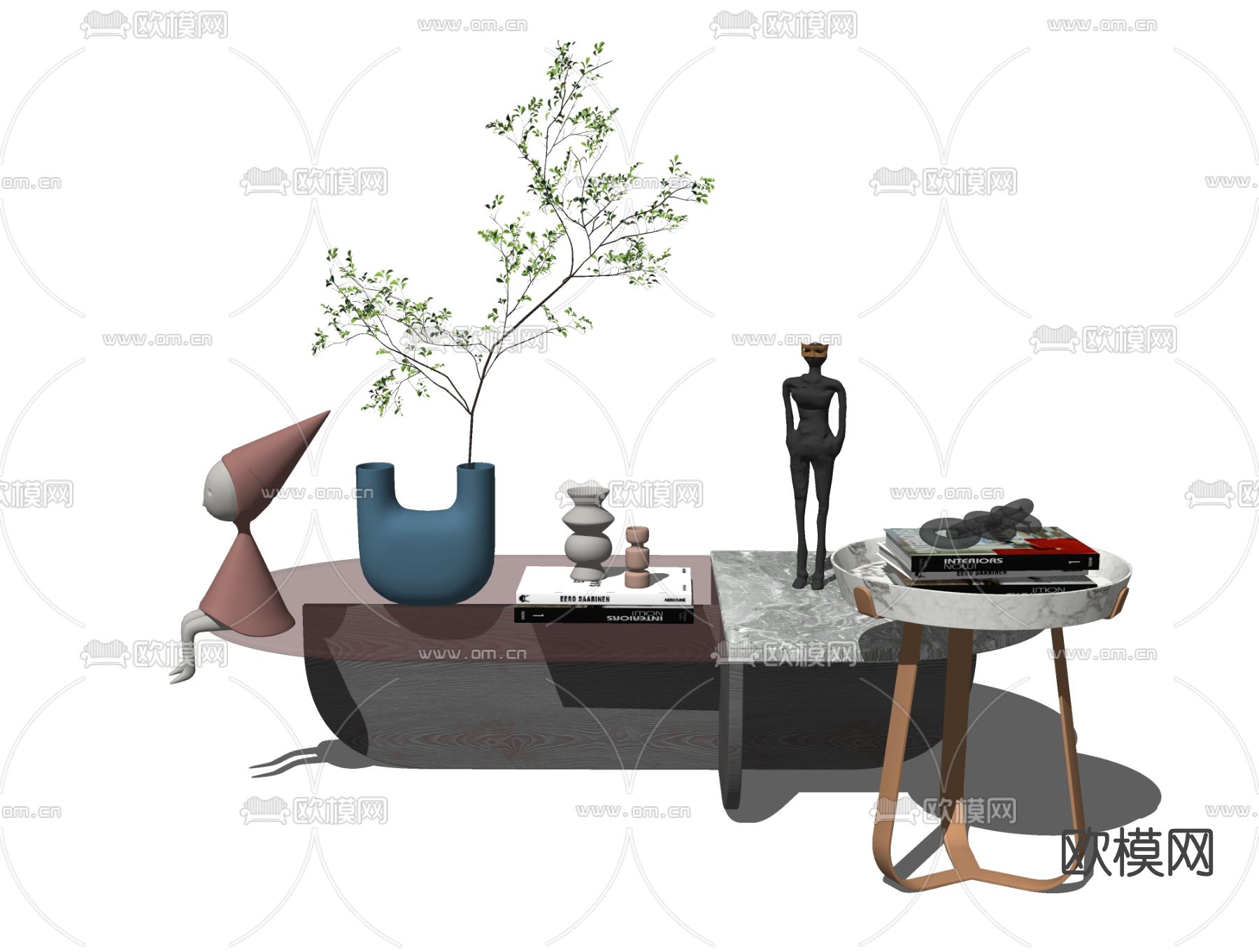 现代轻奢茶几su模型下载（渲染图2）