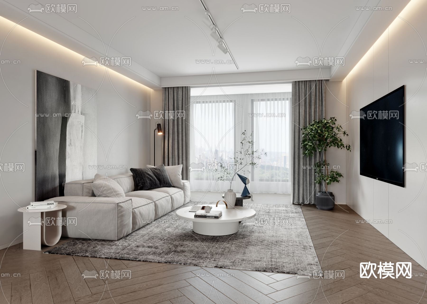 现代极简客餐厅3d模型