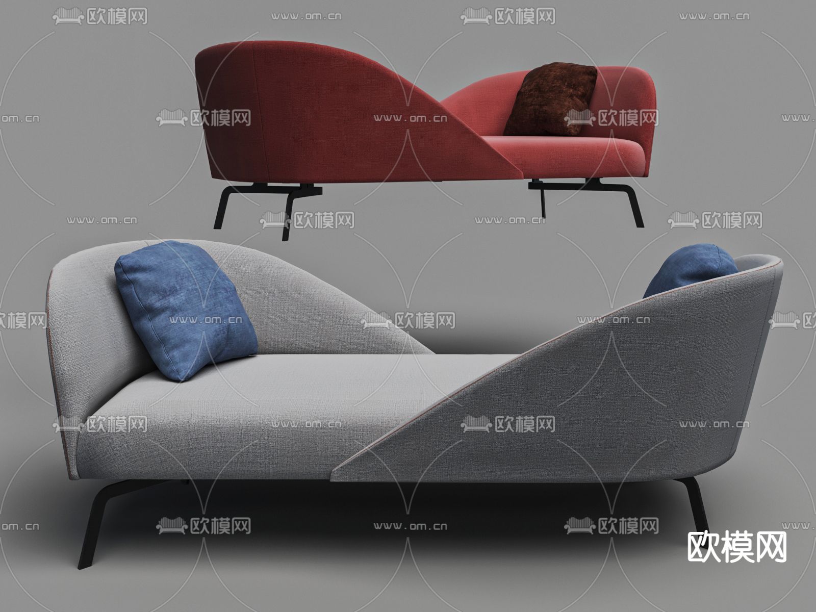 现代布艺双人沙发3d模型