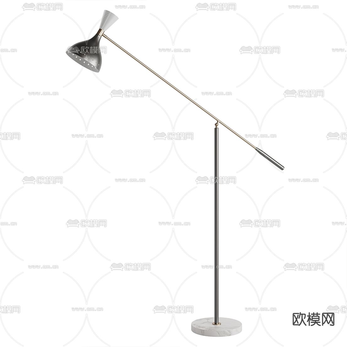 现代金属落地灯3d模型下载（渲染图2）