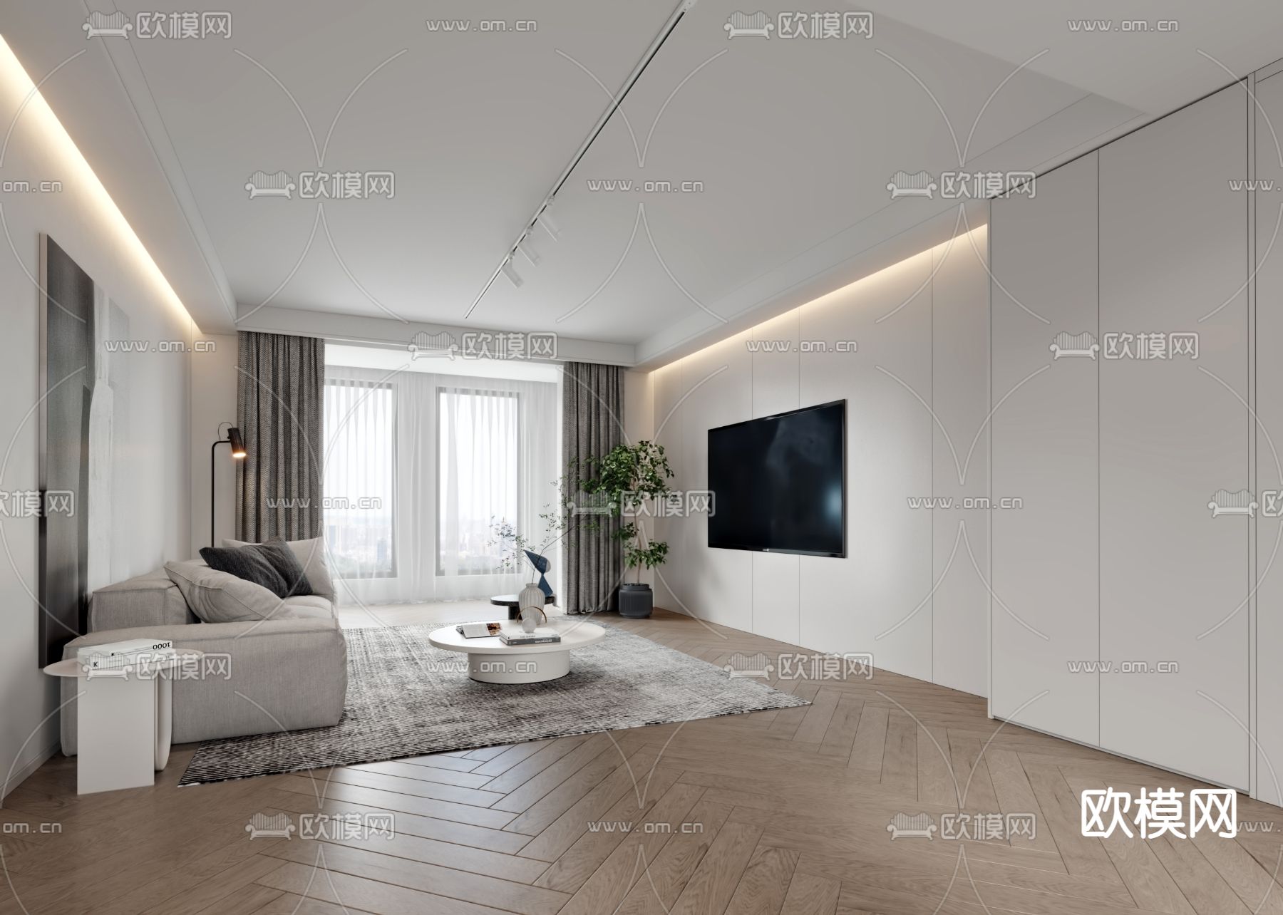 现代极简客餐厅3d模型