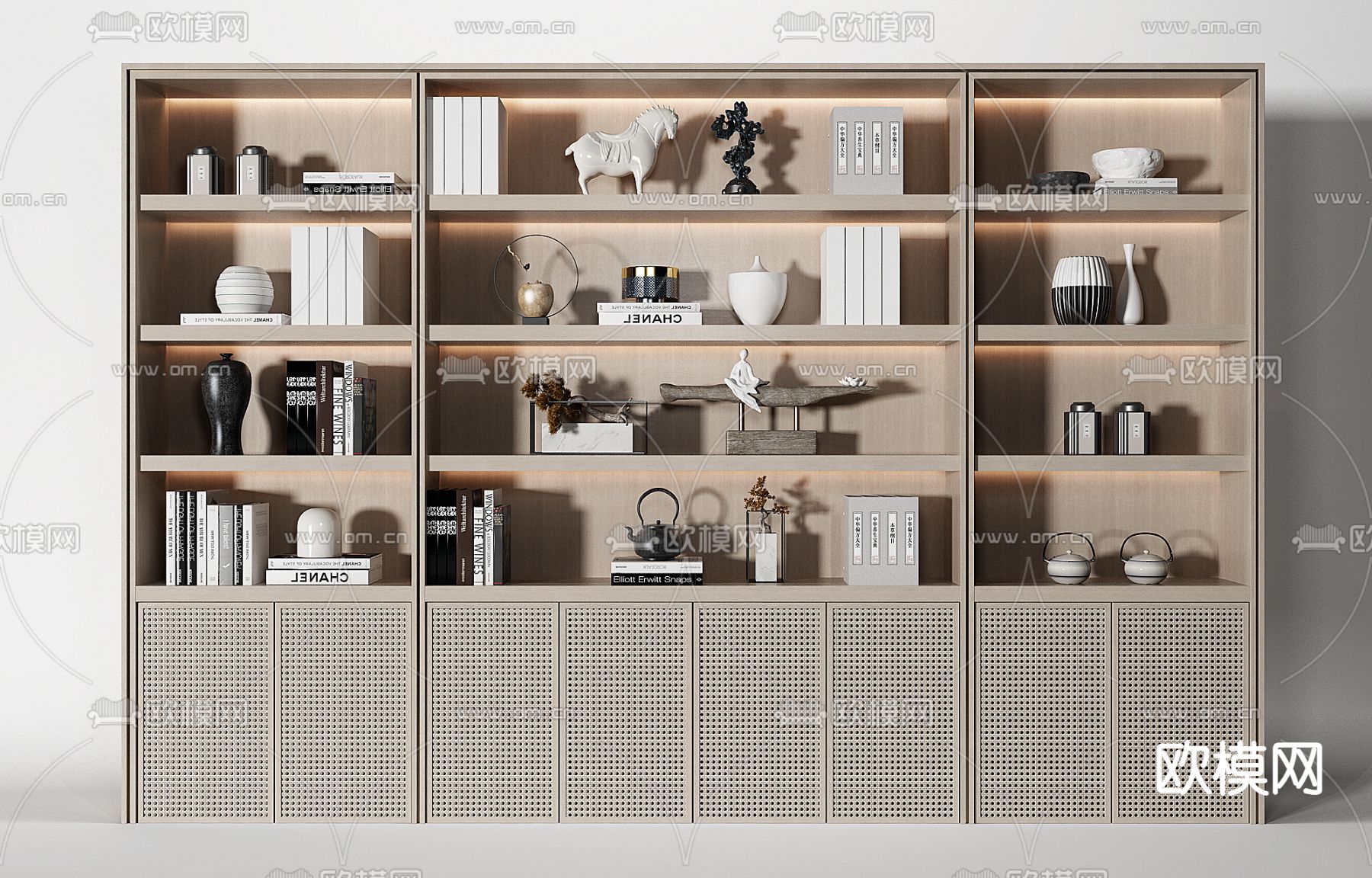 侘寂实木装饰柜3d模型下载