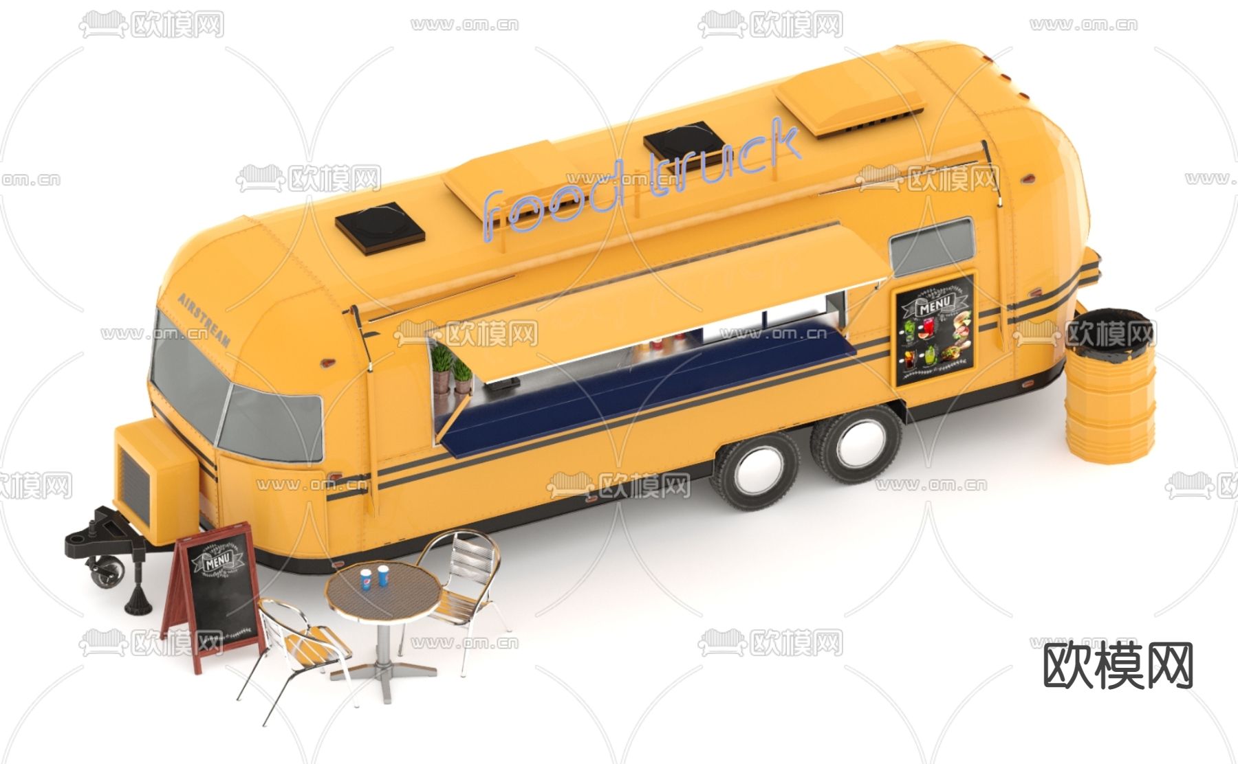 现代快餐车3d模型