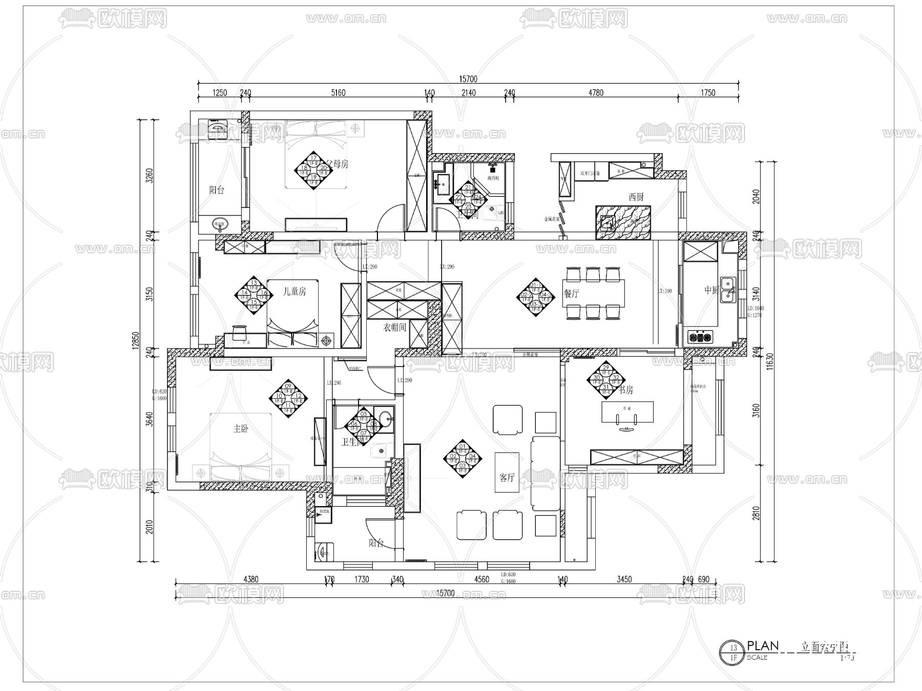 北欧家居cad施工图下载（渲染图3）