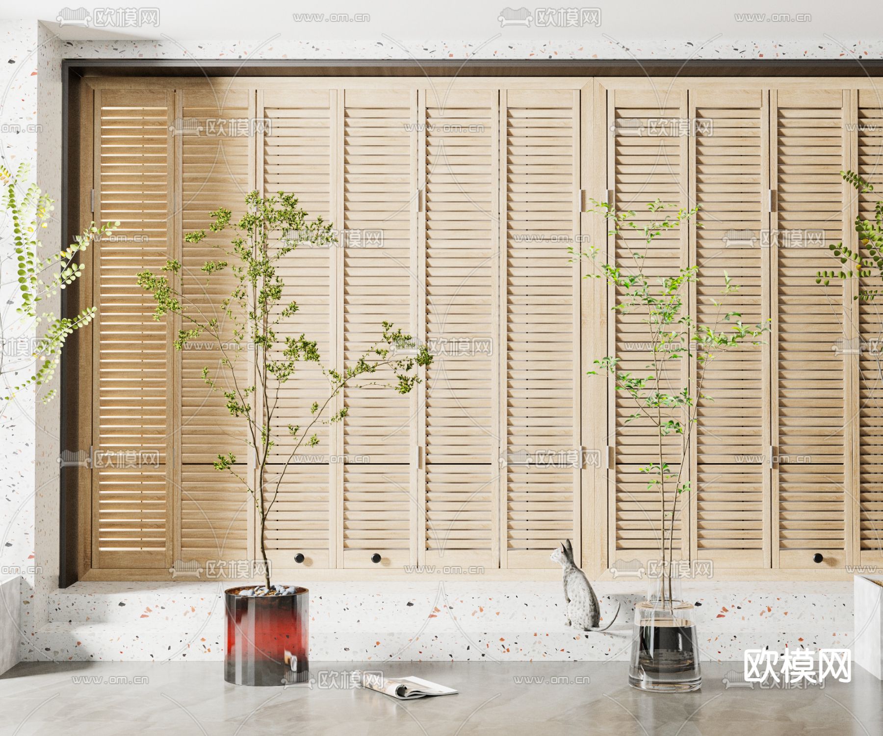 现代绿植花瓶3d模型