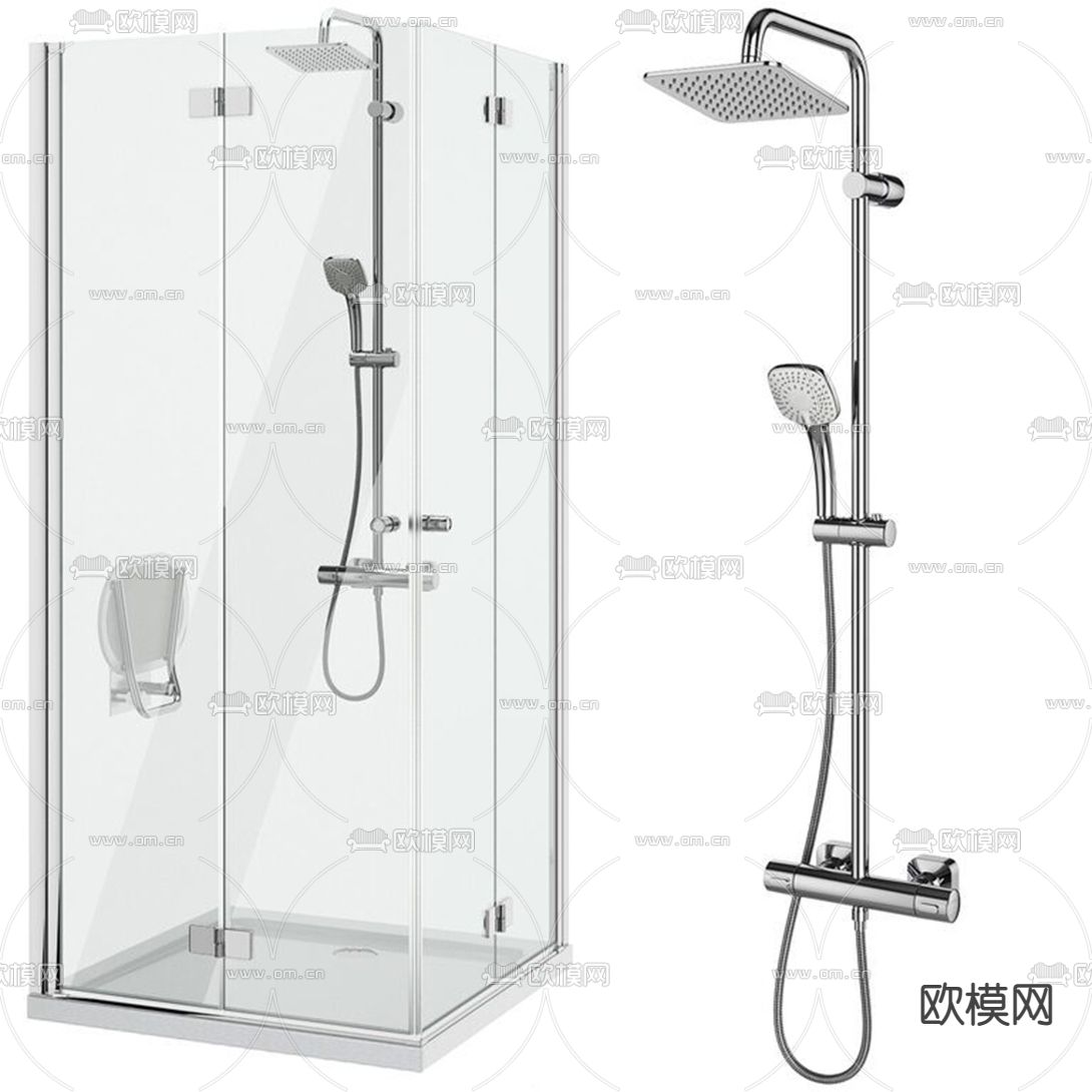 现代玻璃淋浴房3d模型下载（渲染图4）