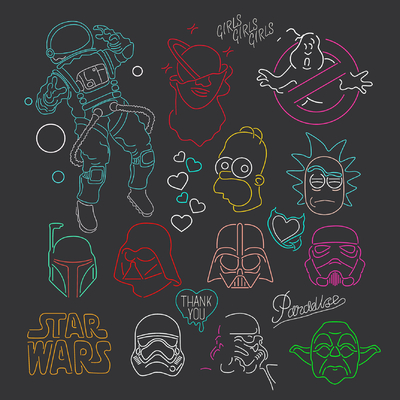  现代霓虹灯装饰灯su模型 