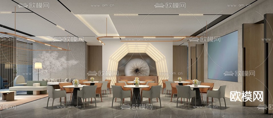 现代售楼处洽谈区3d模型下载