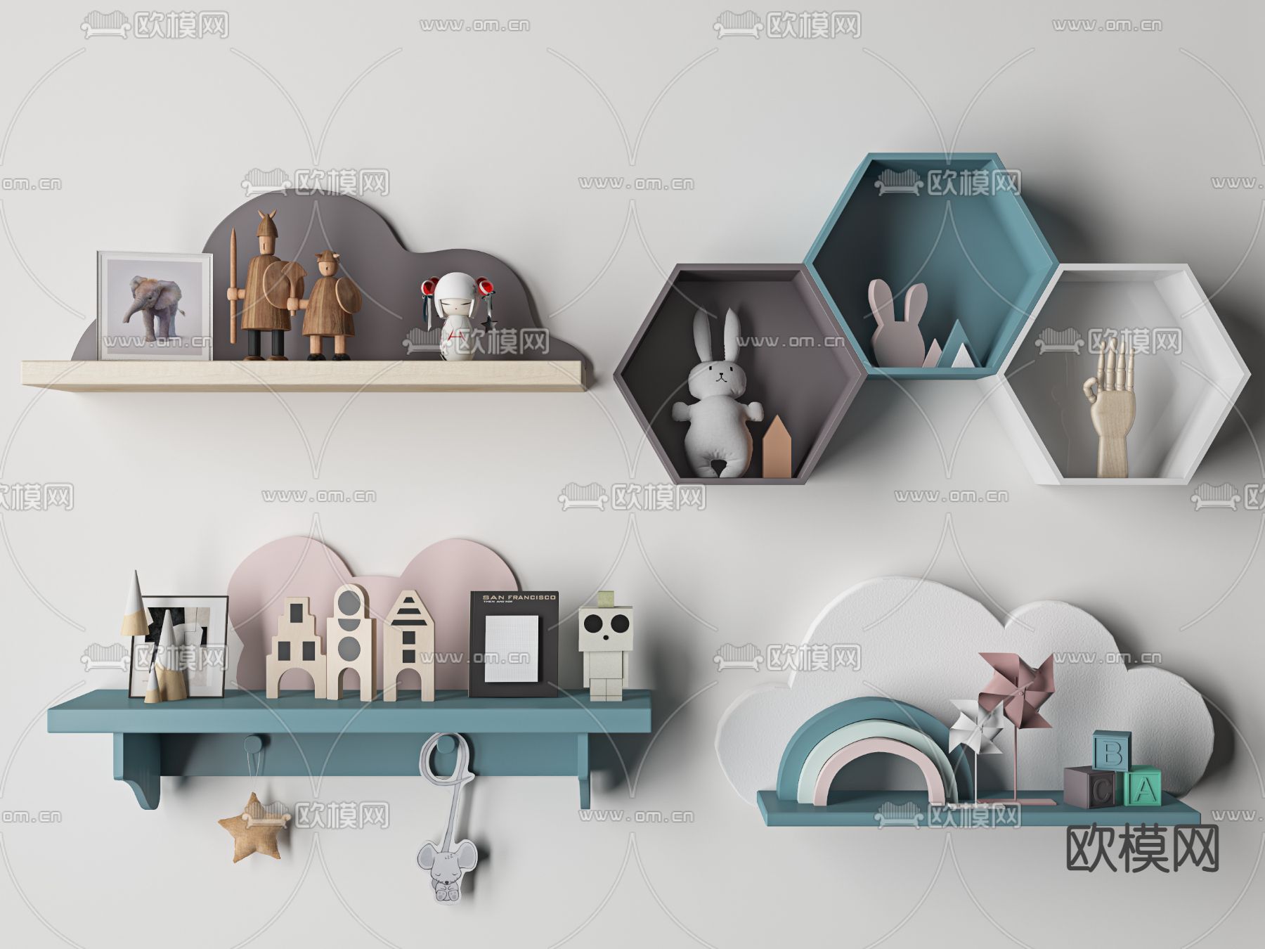 现代儿童装饰架3d模型下载