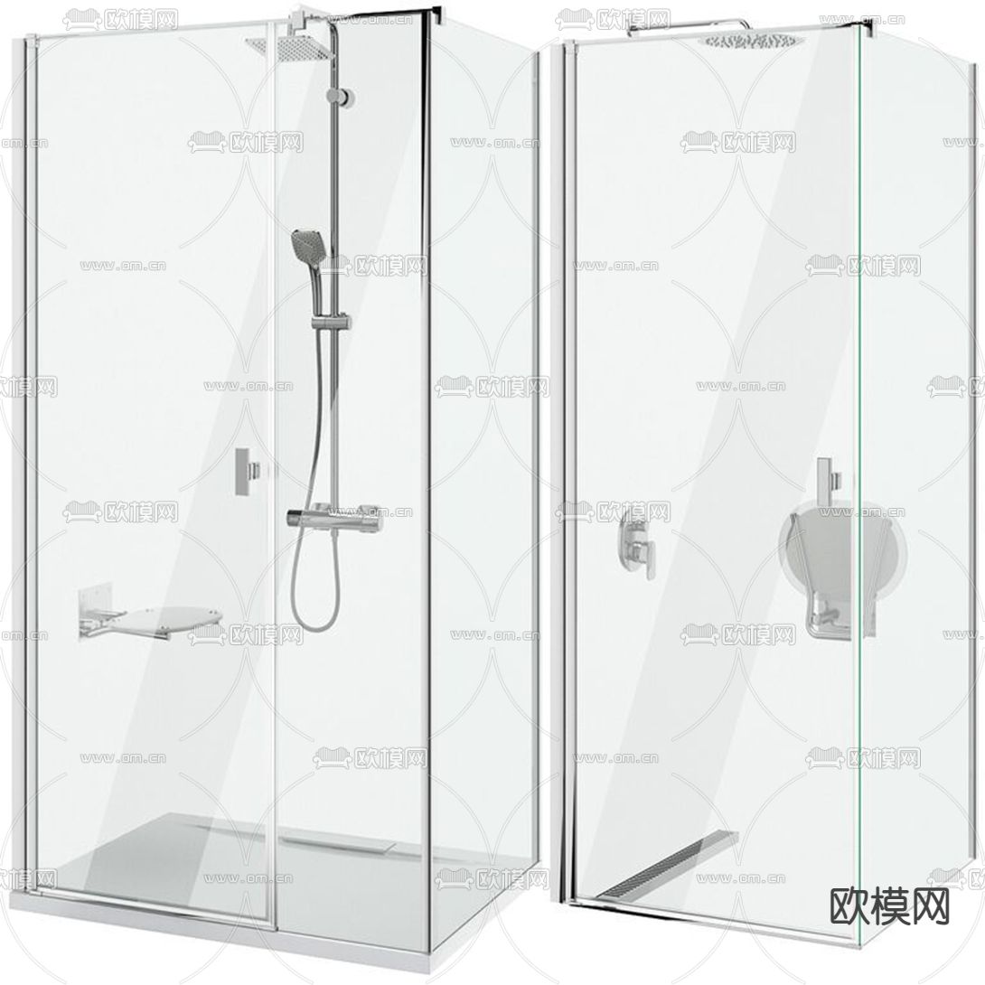 现代玻璃淋浴房3d模型下载（渲染图3）