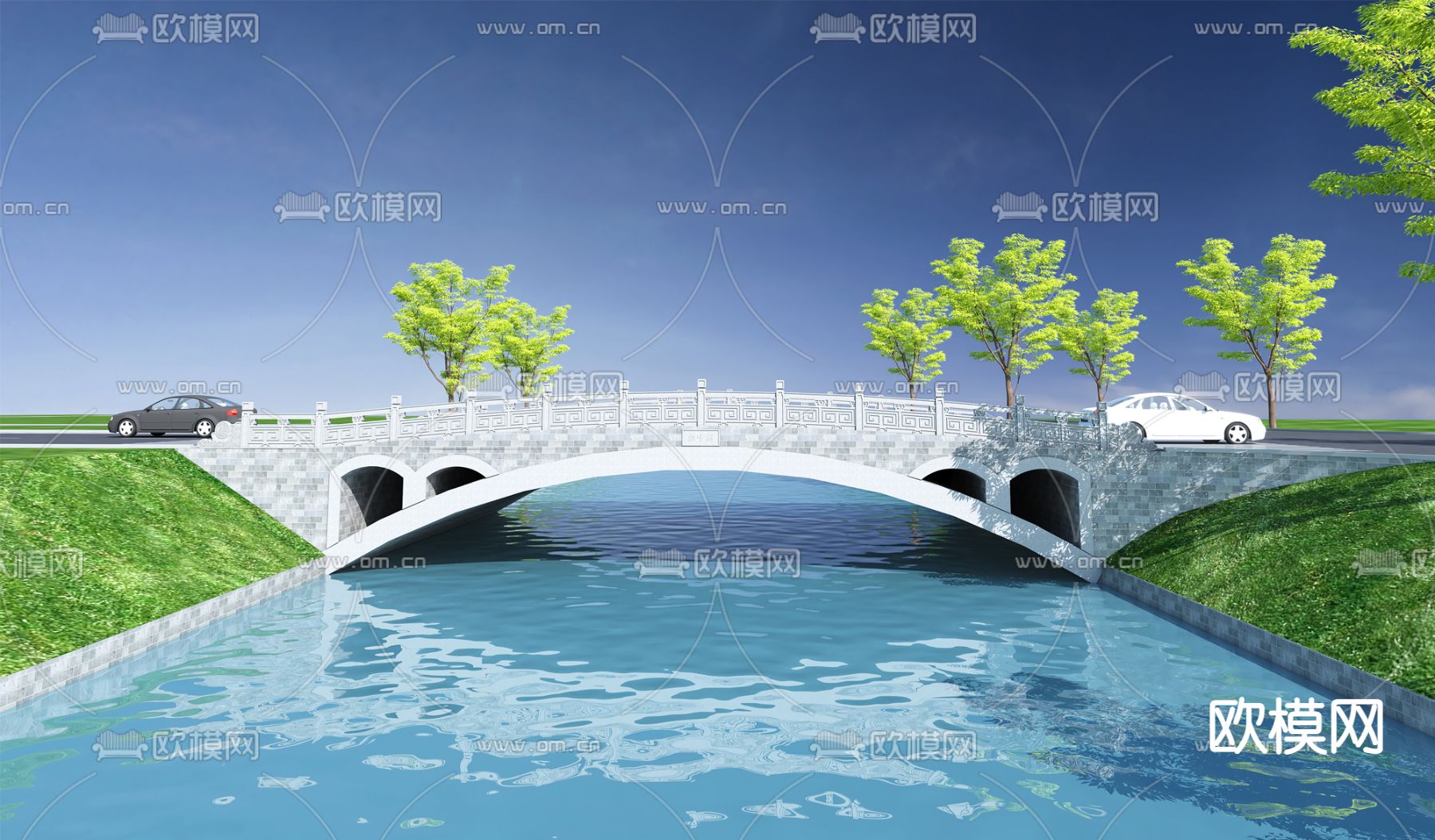 新中式桥免费3d模型下载（渲染图1）