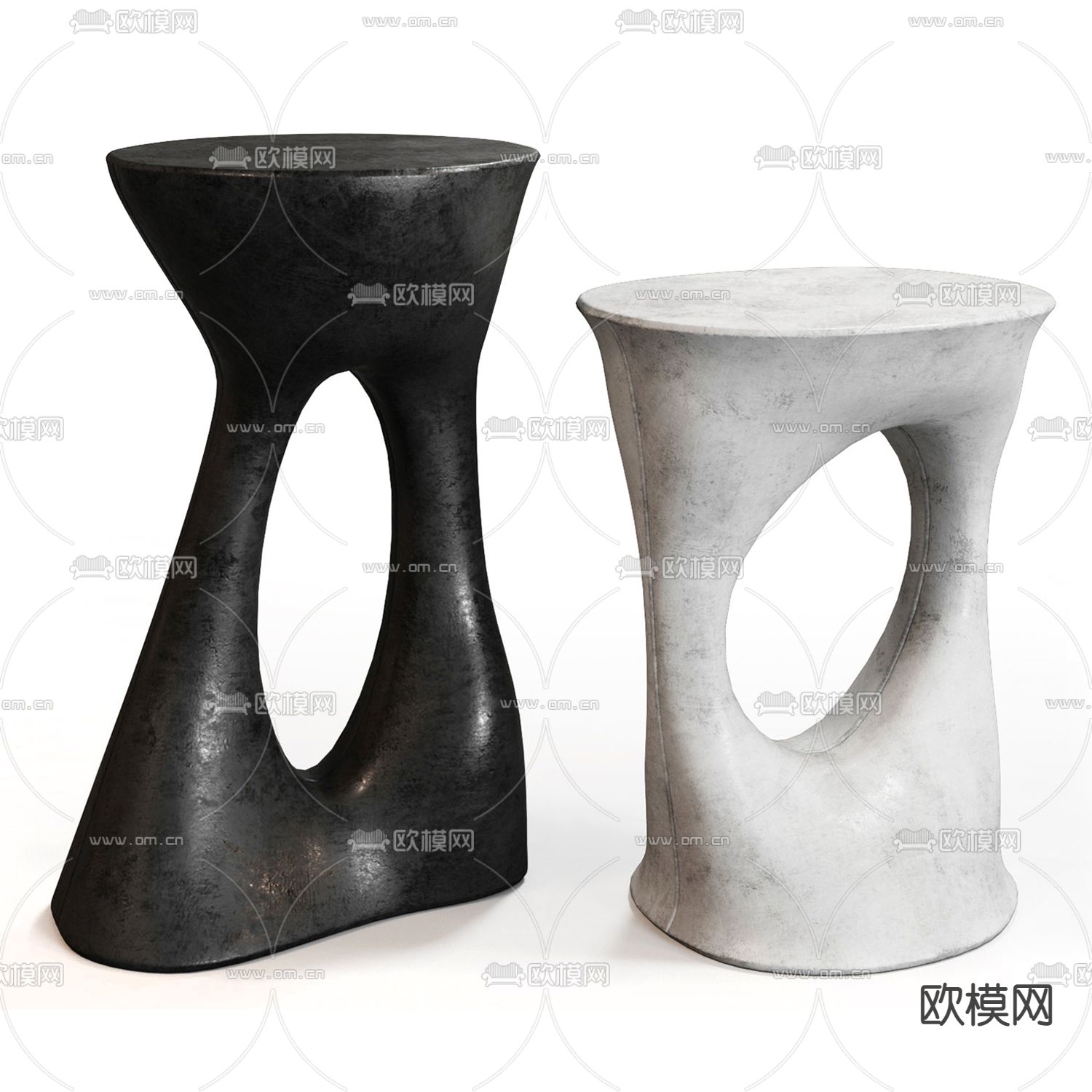 侘寂风边几角几3d模型下载