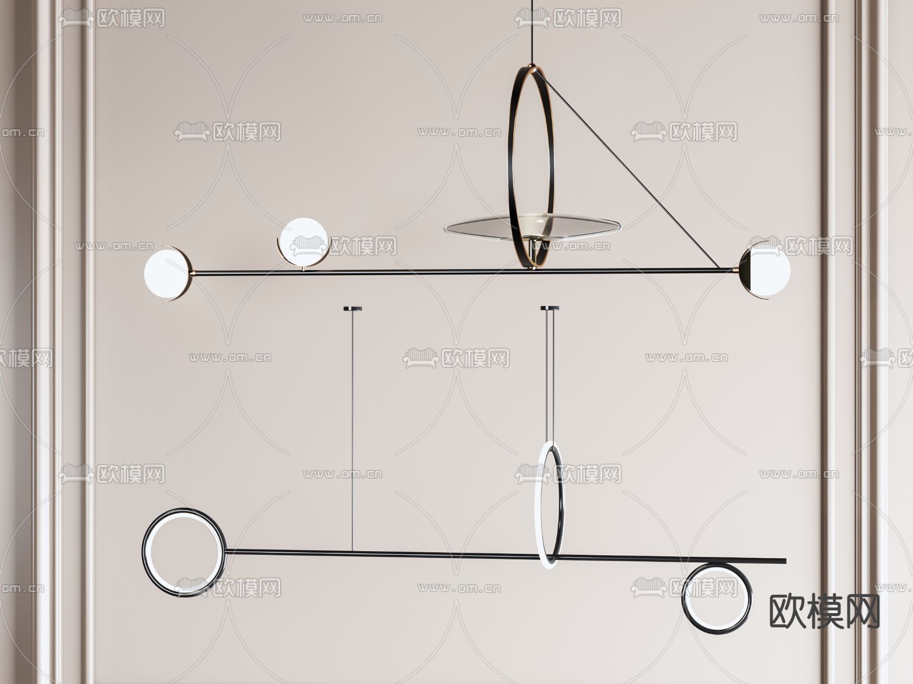 现代金属吊灯3d模型