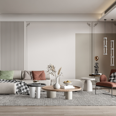 现代简约客厅su模型