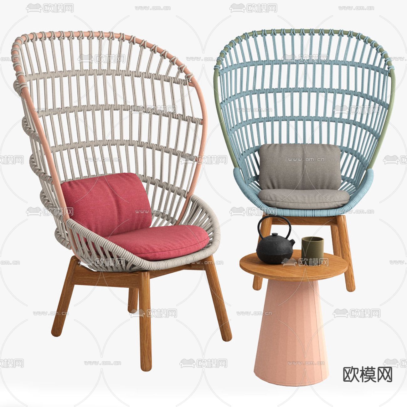 现代编织休闲椅3d模型