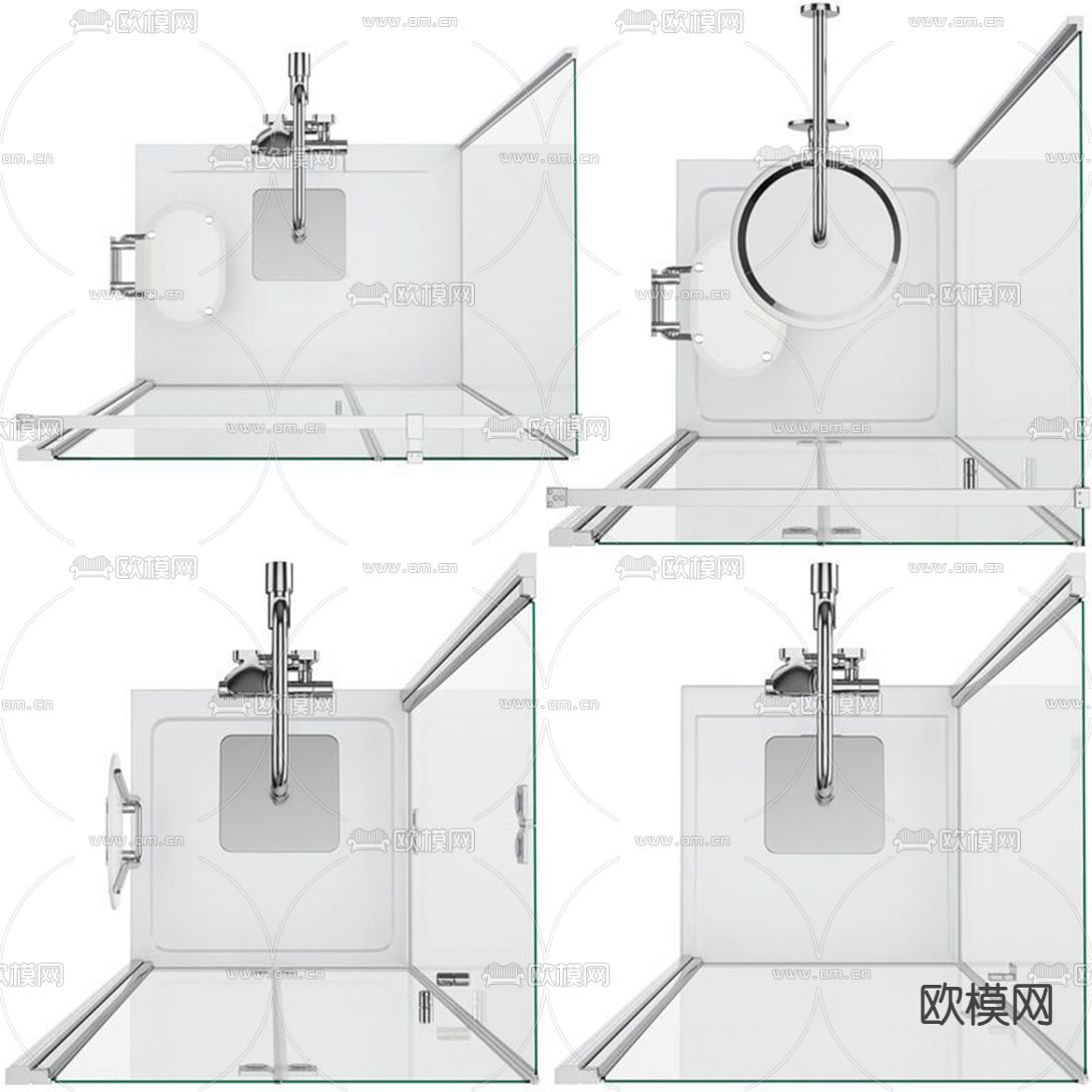 现代玻璃淋浴房3d模型下载（渲染图6）