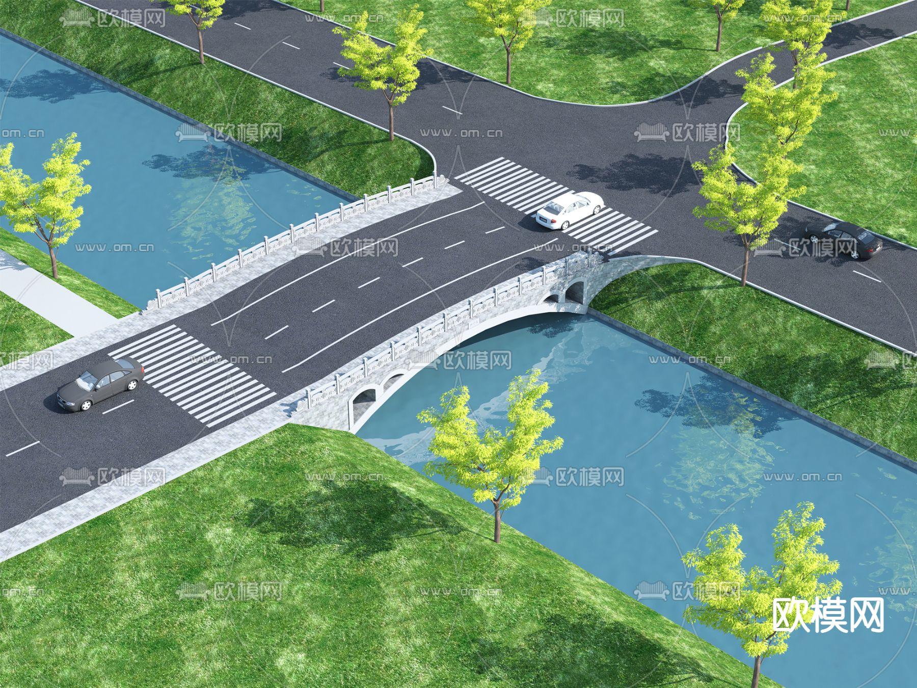 新中式桥免费3d模型下载（渲染图2）