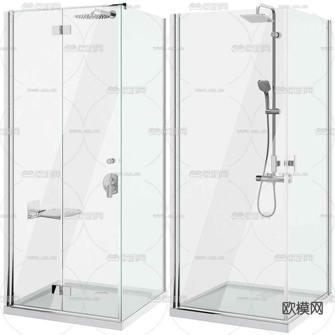 现代玻璃淋浴房3d模型下载（渲染图2）