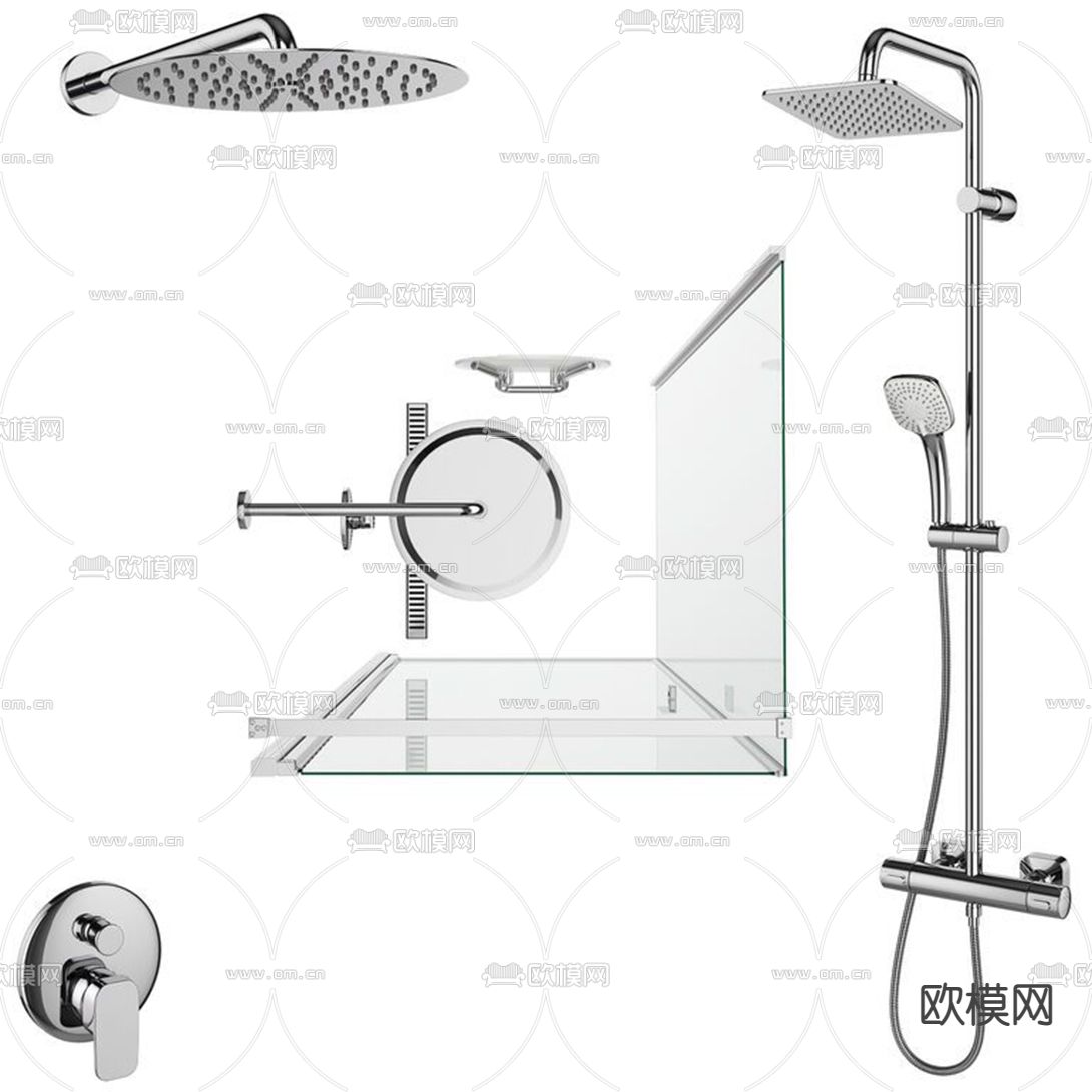 现代玻璃淋浴房3d模型下载（渲染图5）