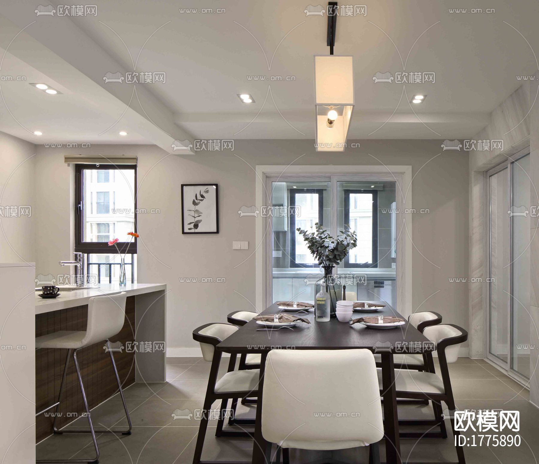 北欧家居cad施工图下载（渲染图1）