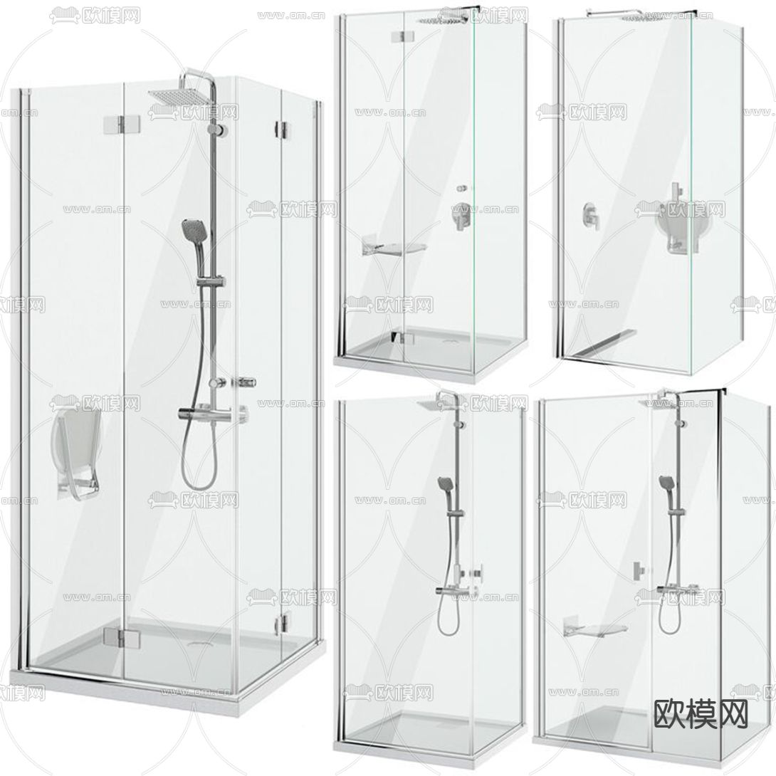 现代玻璃淋浴房3d模型下载（渲染图1）
