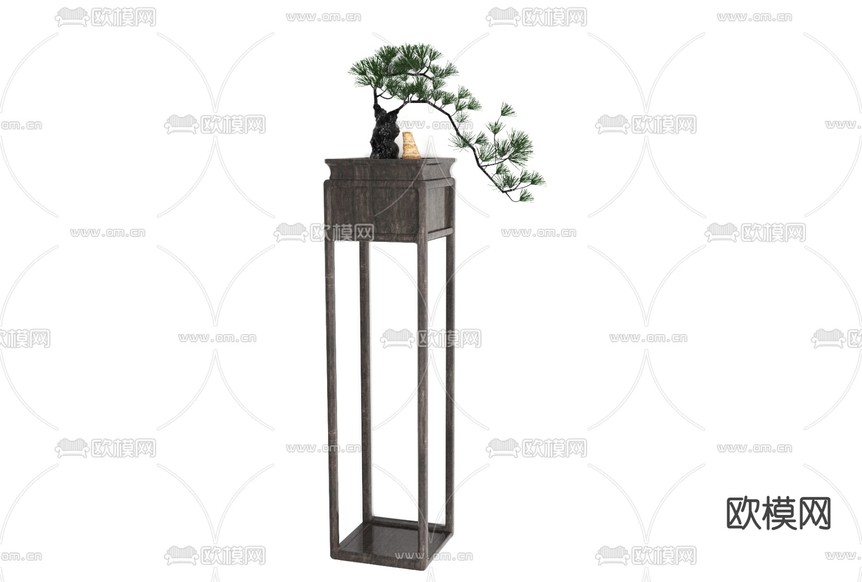 新中式端景盆栽免费3d模型下载