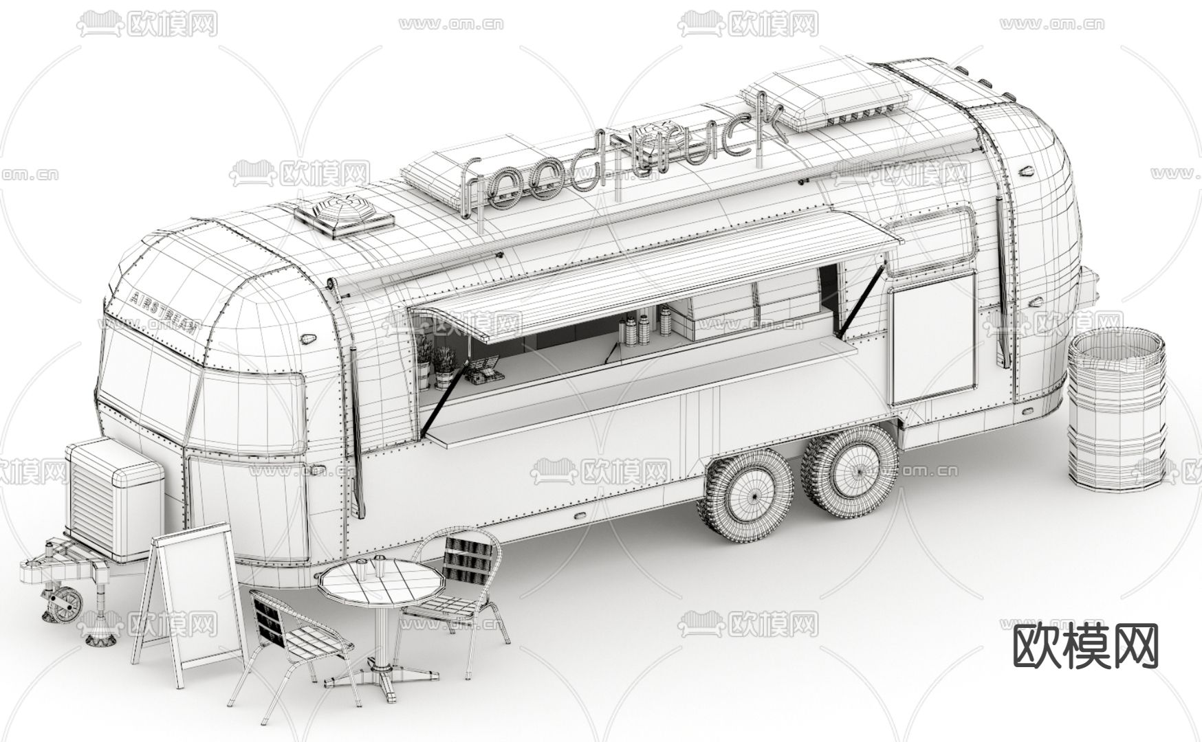 现代快餐车3d模型
