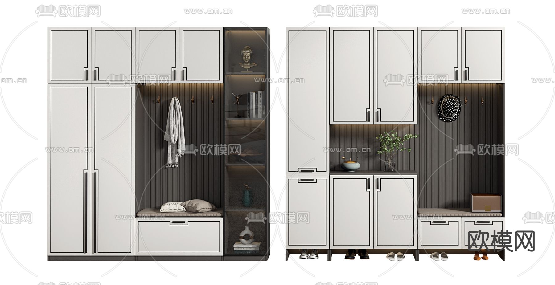 新中式轻奢鞋柜su模型下载（渲染图1）