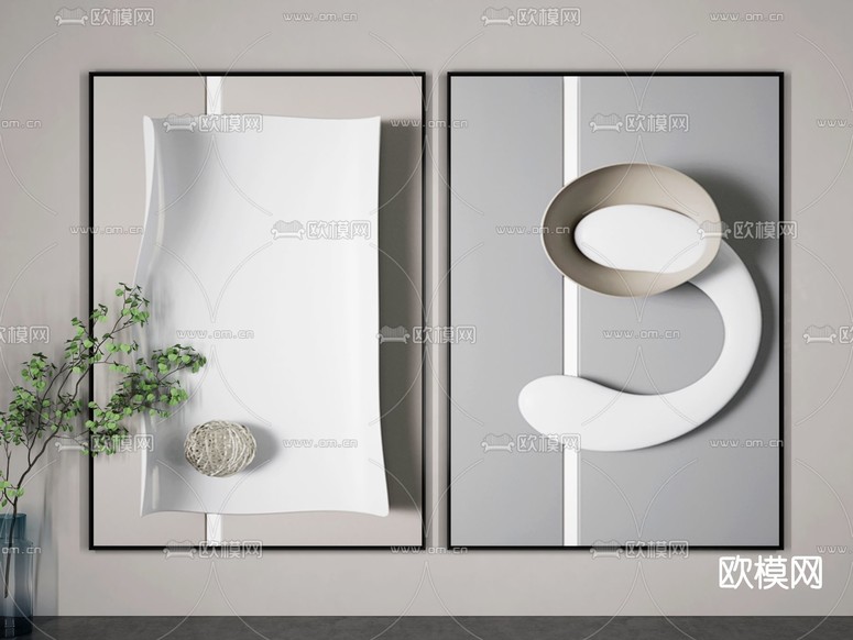现代抽象装饰画免费3d模型下载