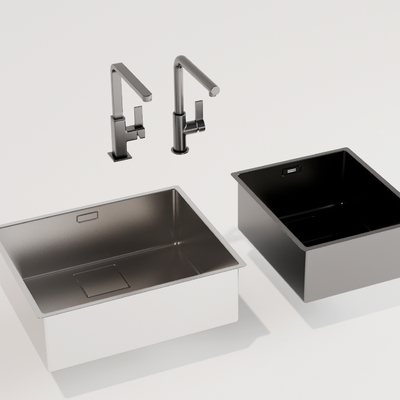  现代水槽洗菜盆su模型 