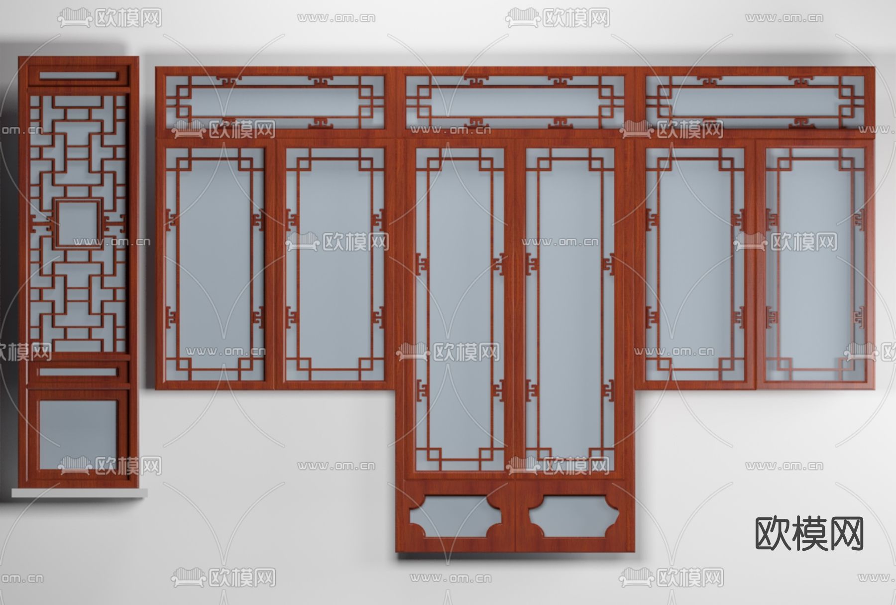 中式实木花格窗免费3d模型下载