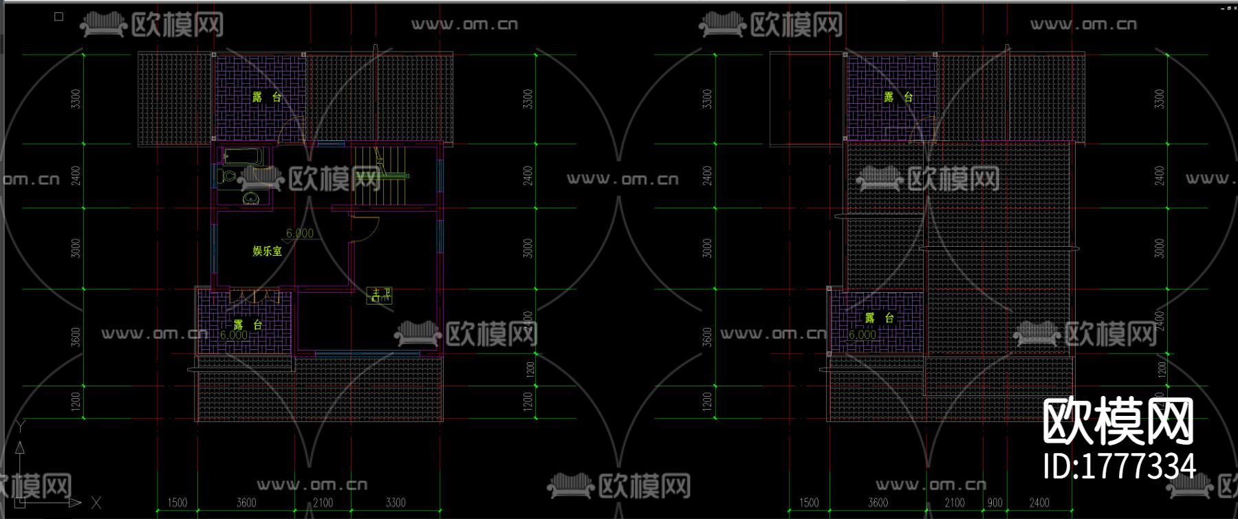 古镇别墅cad施工图下载（渲染图2）