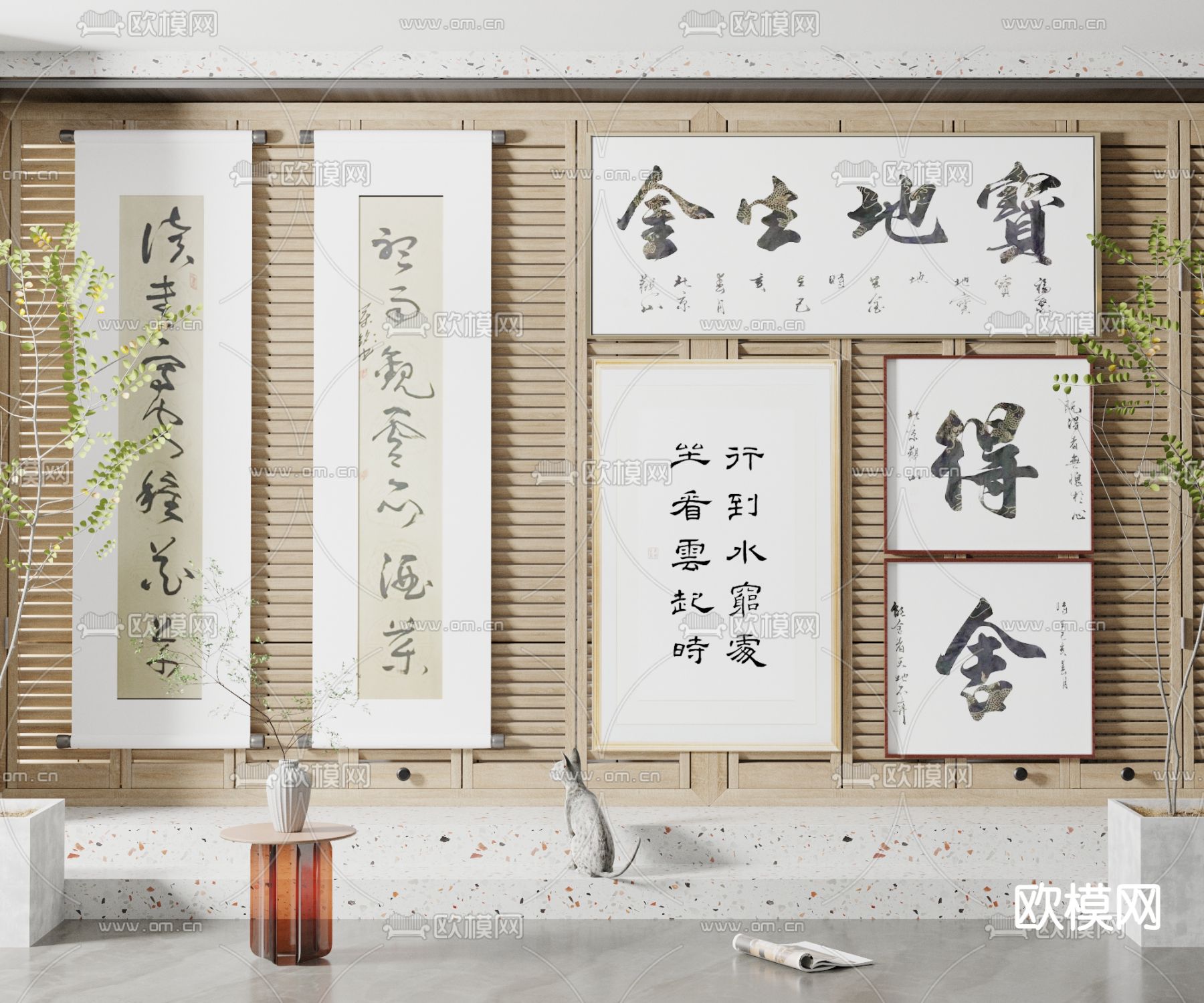 新中式字画装饰画3d模型