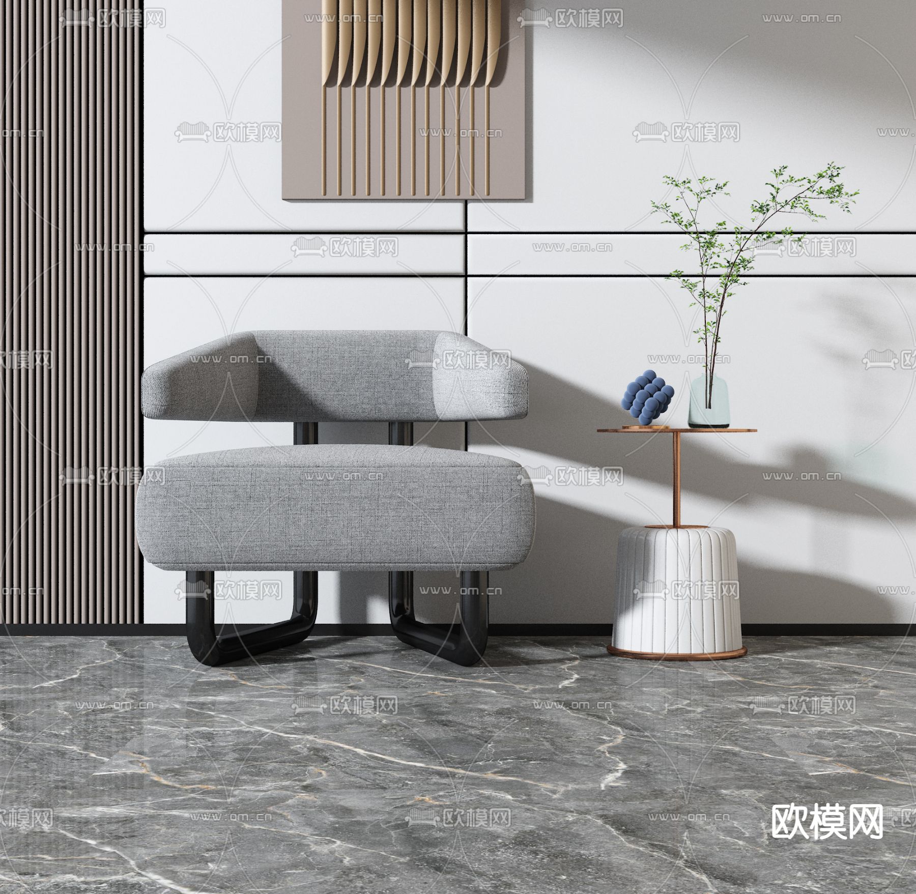 现代布艺休闲椅3d模型