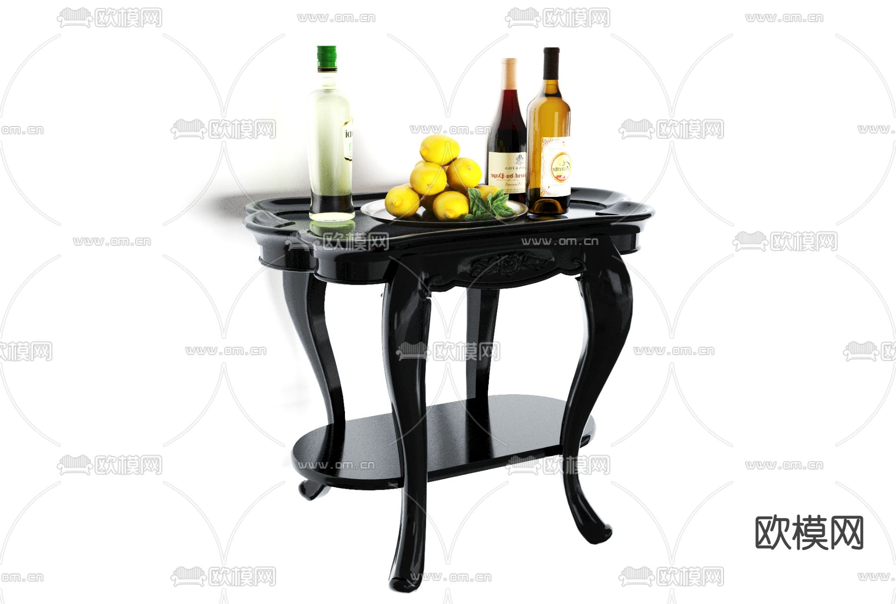 简欧烤漆边几免费3d模型下载