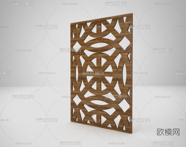 现代木质镂空屏风免费3d模型下载