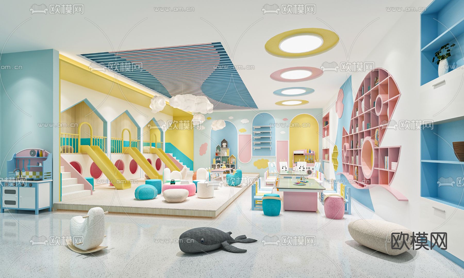 现代幼儿园娱乐区3d模型