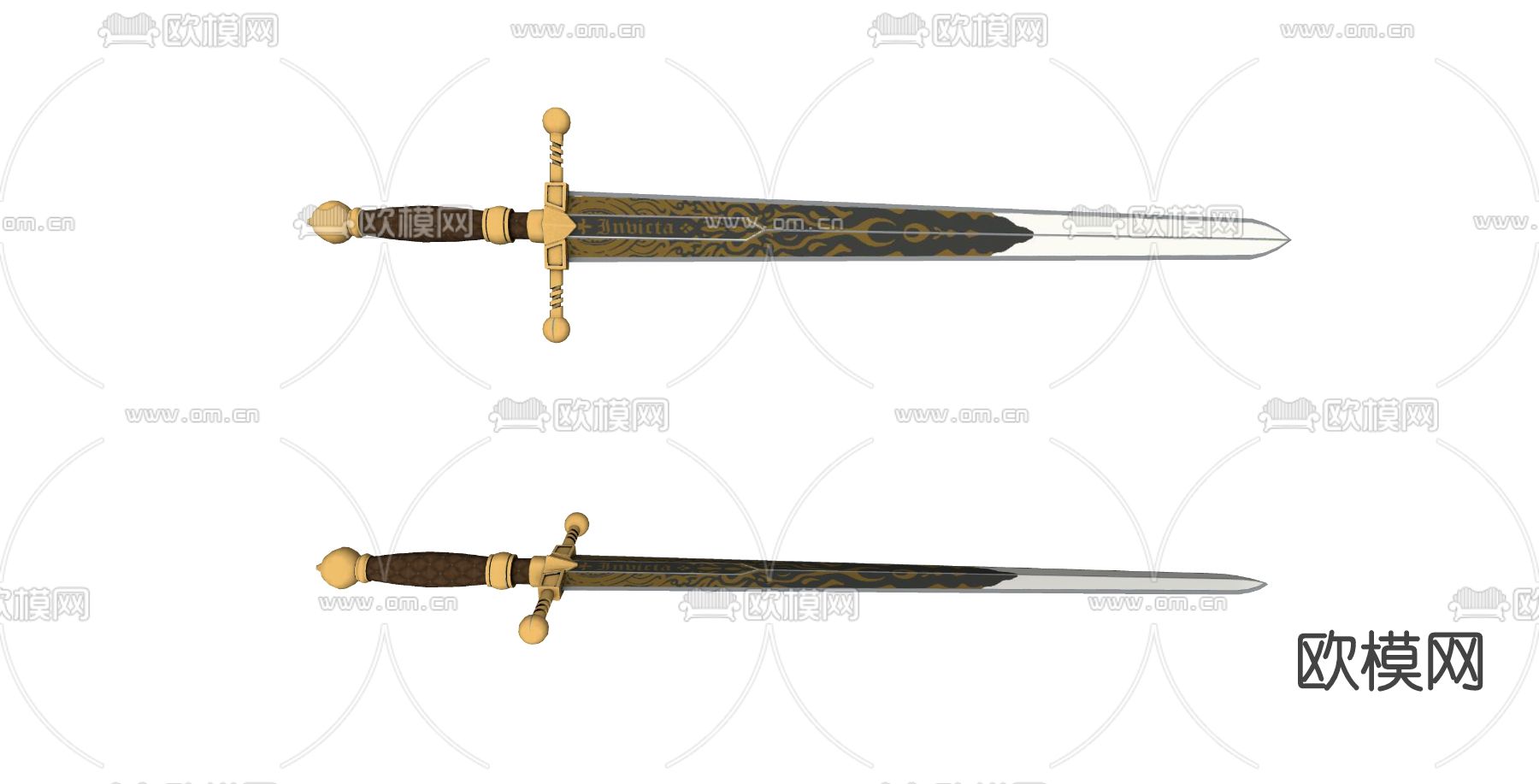 欧式骑士剑su模型下载（渲染图2）