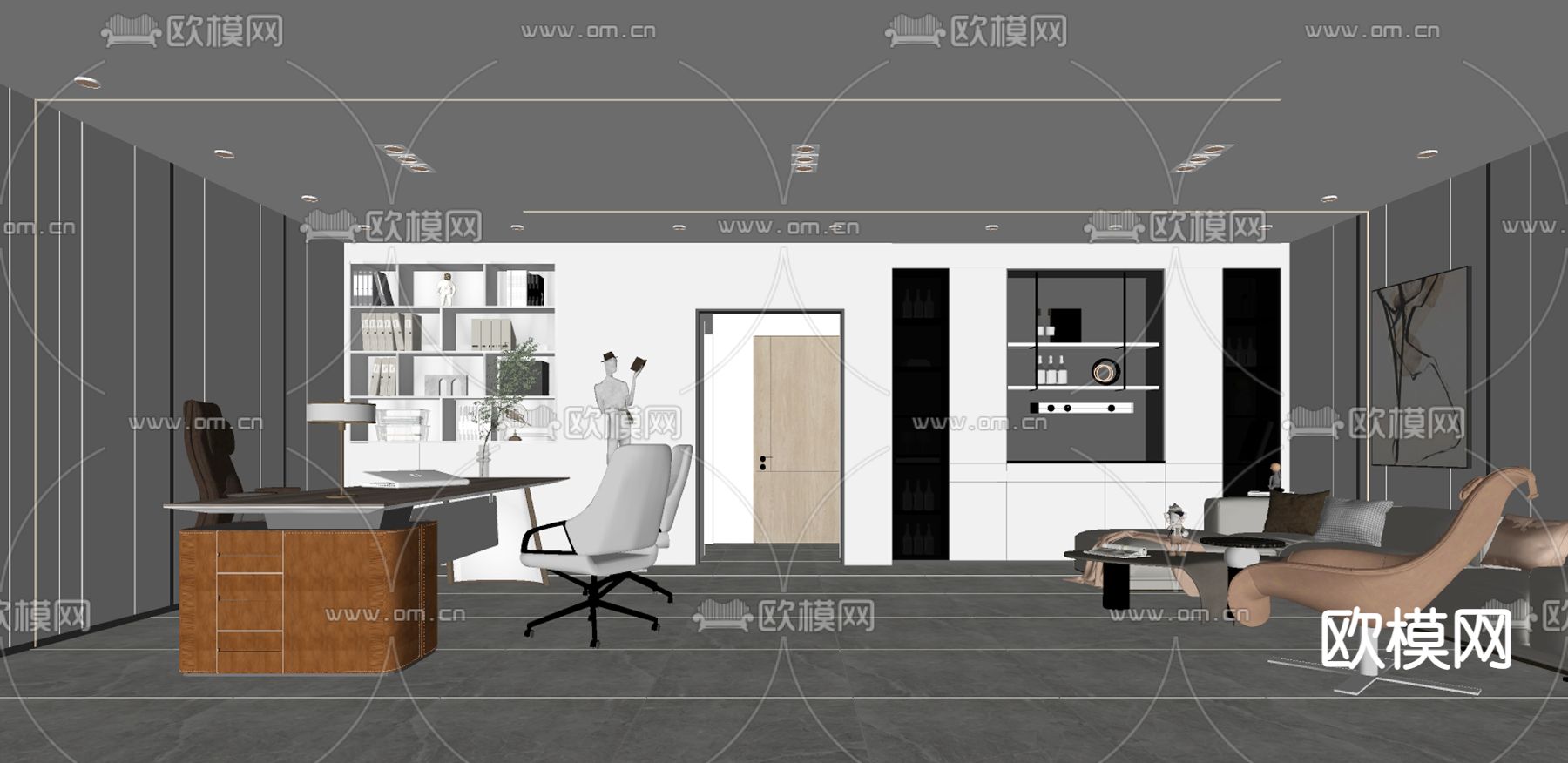 现代总经理办公室su模型